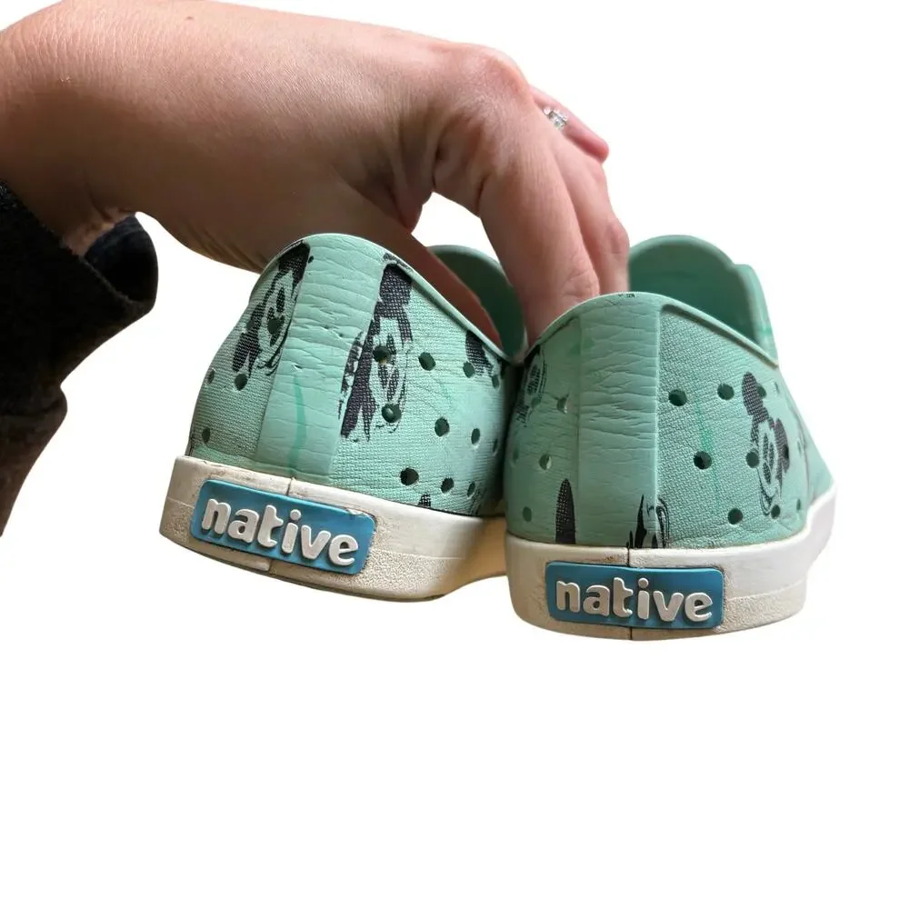 Native x Disney Mickey Mouse Jefferson Slip On Shoes Mint Green Kids